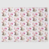 Papier Mousseline Hérisson avec ballons roses Joyeux anniversaire (Recto)