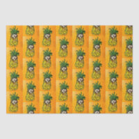 Hérisson et papier de tissus d'ananas