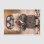 Papier Mousseline Hérisson Steampunk mignon + Découpage AH4 Fleur (Recto)