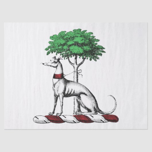 Papier Mousseline Héritier de Greyhound Whippet avec arbre héraldiqu (Recto)