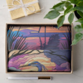 Papier Mousseline Héron bleu au coucher du soleil (Cadeau)