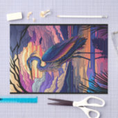 Papier Mousseline Héron bleu au coucher du soleil (Artisanat)