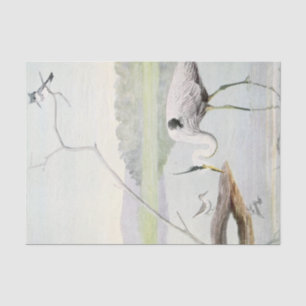 Papier Mousseline Héron côtier, martin-pêcheur et aquarelle de bécas
