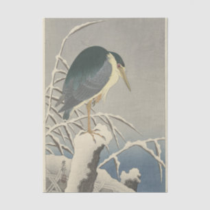 Papier Mousseline Héron dans la neige par Ohara Koson
