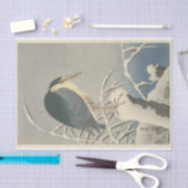 Papier Mousseline Heron en neige par Ohara Koson (Artisanat)