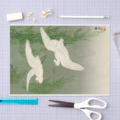 Papier Mousseline Hérons blancs et saules en pluie par Ohara Koson (Artisanat)