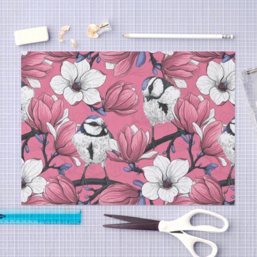 Papier Mousseline Heure du printemps en rose (Artisanat)