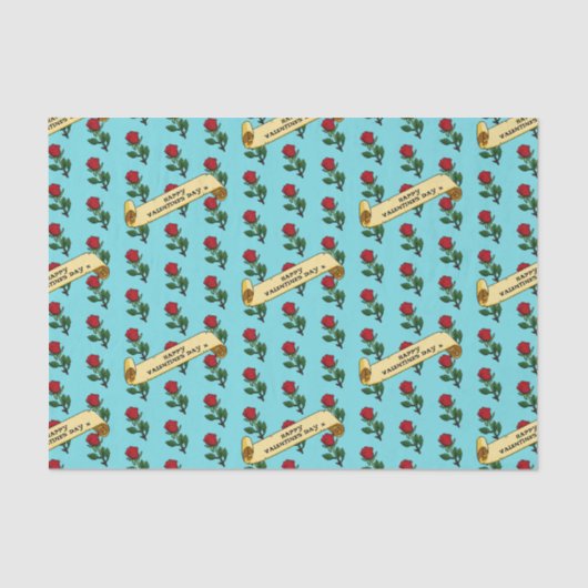 Papier Mousseline Heureuse Sainte-Valentin simple Rose rouge 80s Ret (Recto)