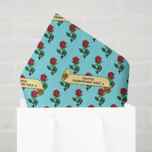 Papier Mousseline Heureuse Sainte-Valentin simple Rose rouge 80s Ret