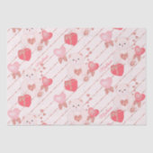 Papier Mousseline Heureuse Sainte-Valentin Teddy Bear Motif sur rose (Recto)
