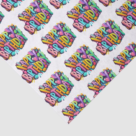 Papier Mousseline heureux anniversaire heureux ballons amusants (Détail)