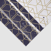 Papier Mousseline Hexagon Modern Marine Blue Gold Mariage géométriqu (Détail)