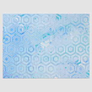 Papier Mousseline Hexagone géométrique Pastel Blue Watercolor Laver