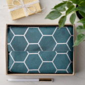 Papier Mousseline Hexagone Motif Hexagon Bleu profond (Cadeau)