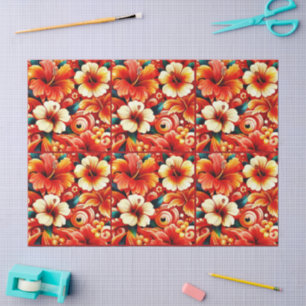 Papier Mousseline Hibiscus à fleur hawaïenne tropicale Découpage ora
