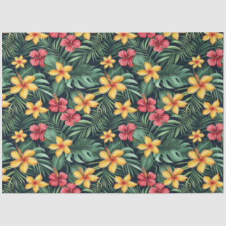 Papier Mousseline Hibiscus à fleurs tropicales Motif sans couture