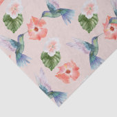 Papier Mousseline Hibiscus bleu vert et rose et colibris (Détail)