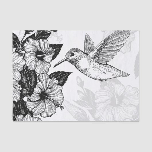 Papier Mousseline Hibiscus et colibri (Recto)