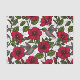 Papier Mousseline Hibiscus et colibris