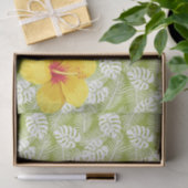 Papier Mousseline hibiscus et feuilles tropicaux (Cadeau)