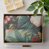 Papier Mousseline Hibiscus Fleurs Palmiers Fronds Tropical Decoupage (Cadeau)