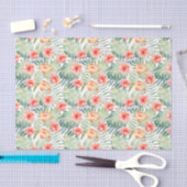 Papier Mousseline Hibiscus floral de Peach rose tropical (Artisanat)