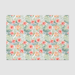 Papier Mousseline Hibiscus floral de Peach rose tropical