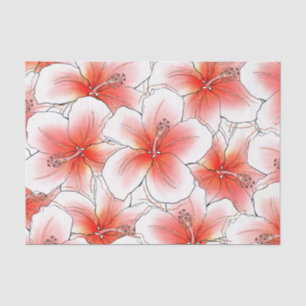 Papier Mousseline Hibiscus Hawaïen Pailleté Tropical