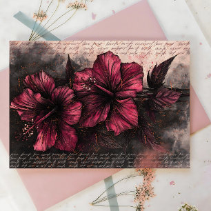 Papier Mousseline Hibiscus noir vintage victorien Découpage floral