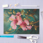 Papier Mousseline Hibiscus rose Double Doré, Fleurs Formelles (Artisanat)