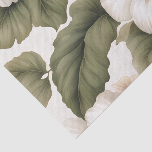 Papier Mousseline Hibiscus tropical blanc crémeux (Détail)
