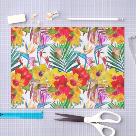Papier Mousseline Hibiscus tropical Motif d'été (Artisanat)
