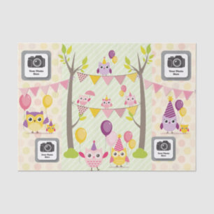 Papier Mousseline Hiboux de joyeux anniversaire