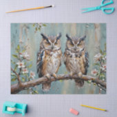 Papier Mousseline Hiboux sur une branche (Artisanat)