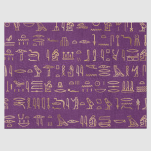 Papier Mousseline Hiéroglyphes égyptiens d'or métallique sur le viol