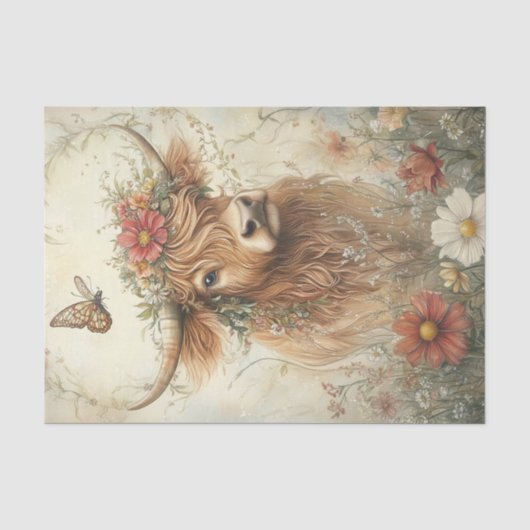 Papier Mousseline Highland Cow (Recto)
