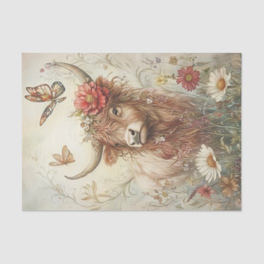 Papier Mousseline Highland Cow (Recto)