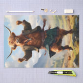 Papier Mousseline Highland Cow Dansant Le Highland Fling, (Artisanat)