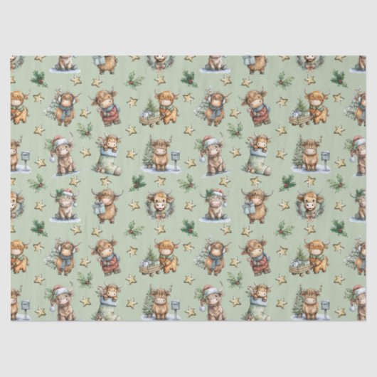 Papier Mousseline Highland Cow Holiday Parade (Recto)