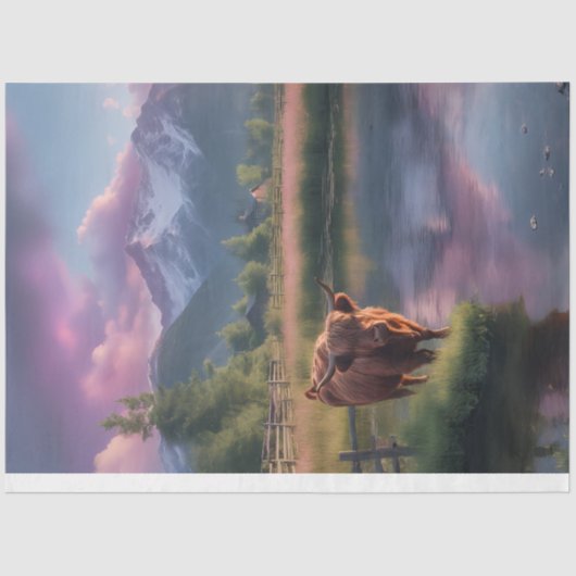 Papier Mousseline Highland Cow Mountain Farm (Recto)