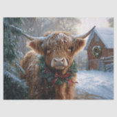Papier Mousseline Highland Cow Rustic Barnyard Découpage de Noël (Recto)
