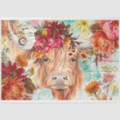 Papier Mousseline Highland Cow Rustic Boho Farmhouse Decoupage (Recto)
