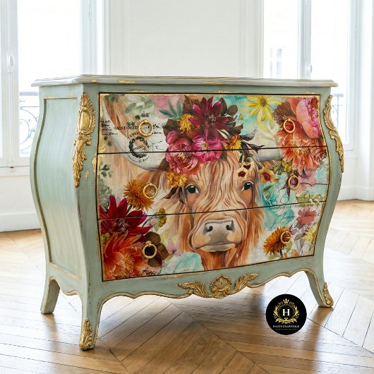 Papier Mousseline Highland Cow Rustic Boho Farmhouse Decoupage