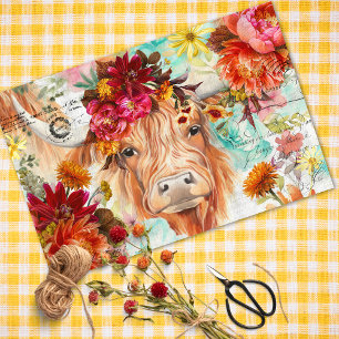 Papier Mousseline Highland Cow Rustic Boho Farmhouse Decoupage