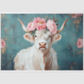 Papier Mousseline Highland Cow Rustic Boho Farmhouse Decoupage (Recto)