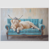 Papier Mousseline Highland Cow Rustic Boho Sofa Spa Découpage (Recto)