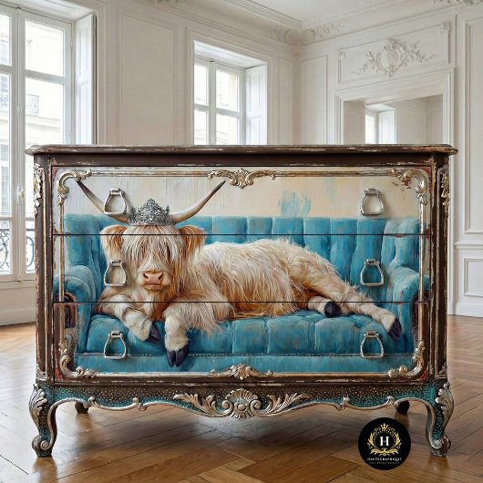 Papier Mousseline Highland Cow Rustic Boho Sofa Spa Découpage