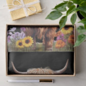 Papier Mousseline Highland Cow Rustic Floral Garden Découpage (Cadeau)