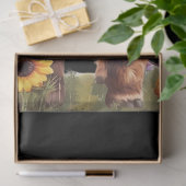 Papier Mousseline Highland Cow Rustic Floral Garden Découpage (Cadeau)