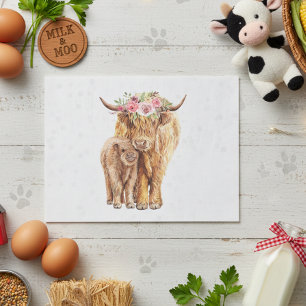 Papier Mousseline Highland Cow Scotland Pink Mama Baby Calf